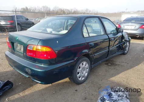 2000 Honda Civic Value Package z USA, uszkodzony, nr VIN 2HGEJ6616YH583365